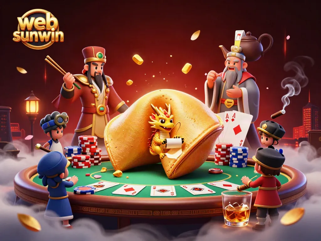 Engage with web sunwin's vibrant 3D casino illustration showcasing fortune cookie and gaming elements.